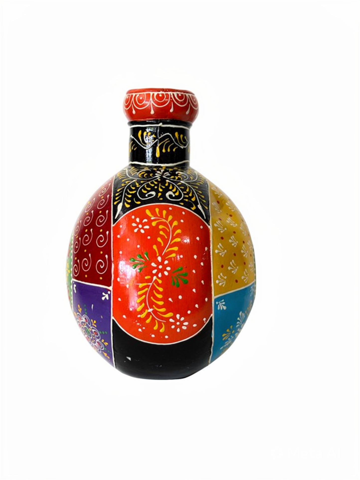Hand-Painted Terracotta Surahi Vase – Multicolored Traditional Folk Art