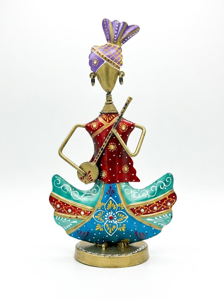 Handcrafted Rajasthani Sheet Metal Musician Statues - Set of 3