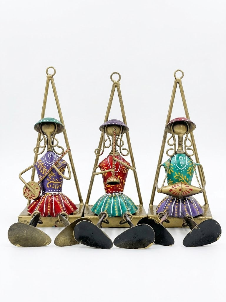 Handcrafted Rajasthani Hanging Metal Musicians - Set of 3