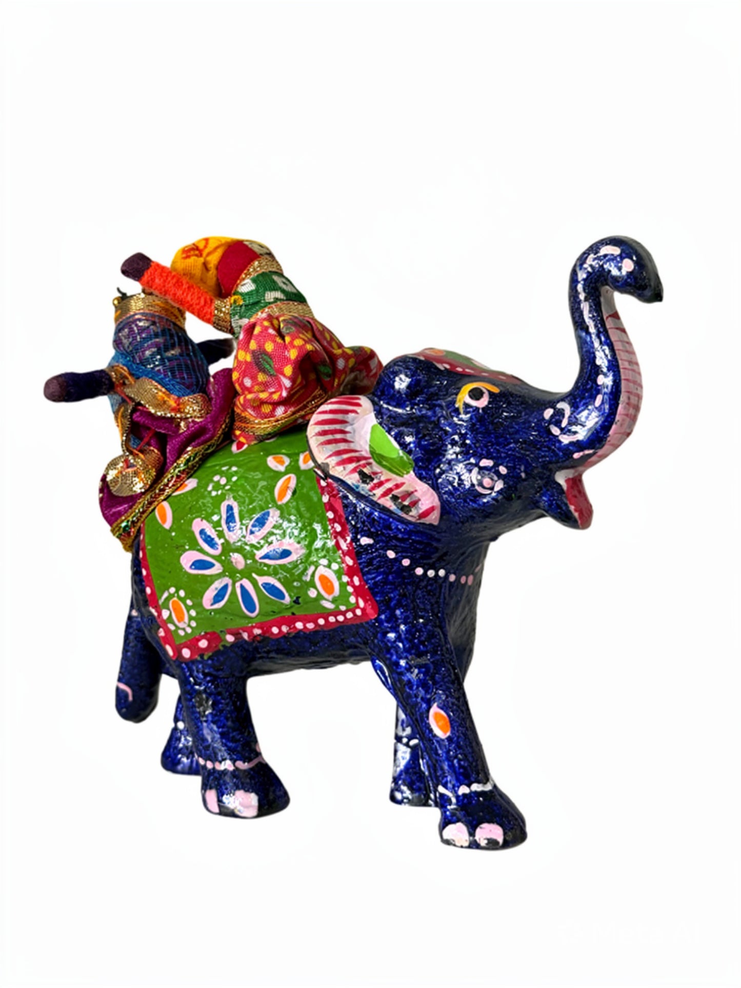Handcrafted Terracotta Elephant Figurine with Traditional Rajasthani Puppets