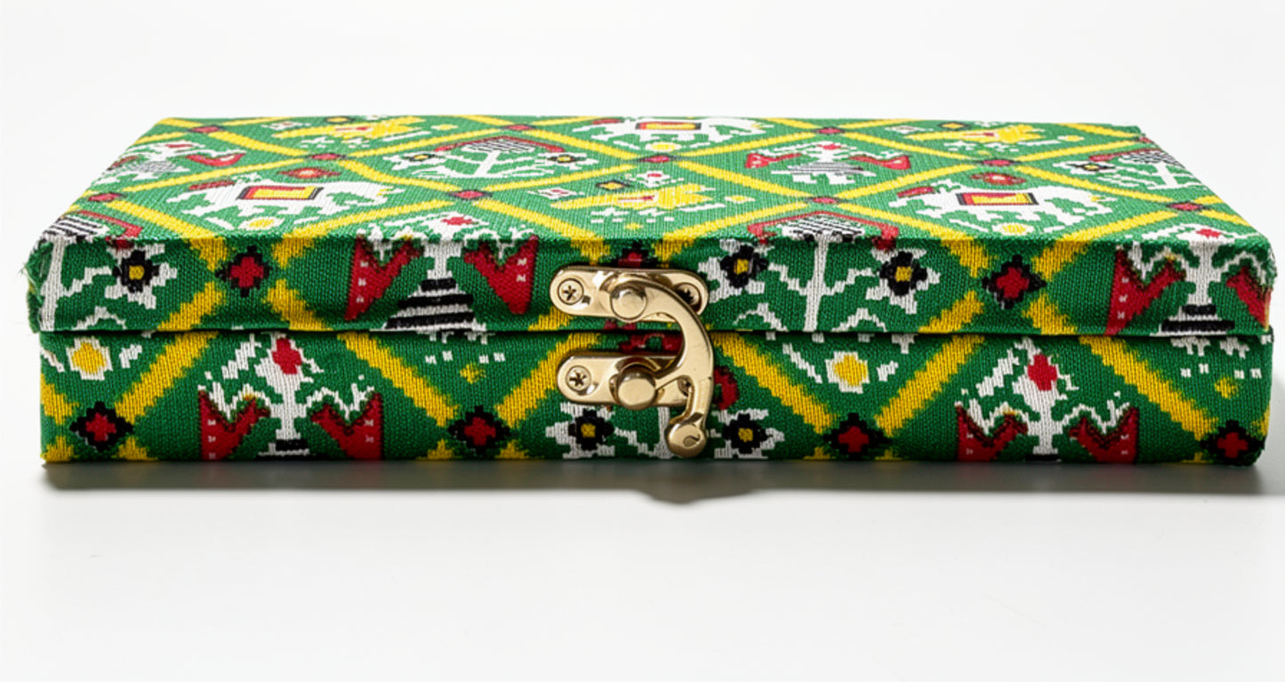 Traditional Indian Fabric-Wrapped Multi-Purpose Keepsake & Jewelry Box