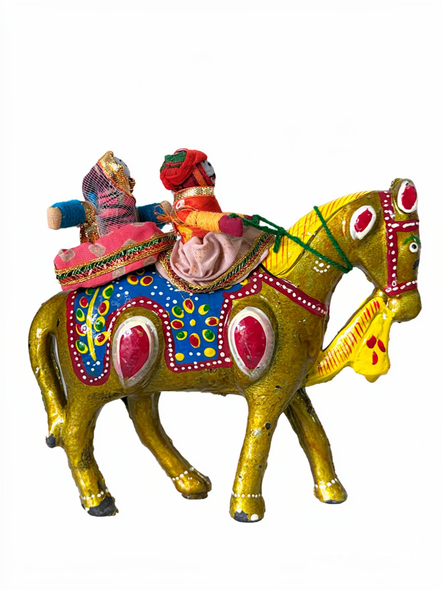 Handcrafted Terracotta Horse Figurine with Traditional Rajasthani Puppet