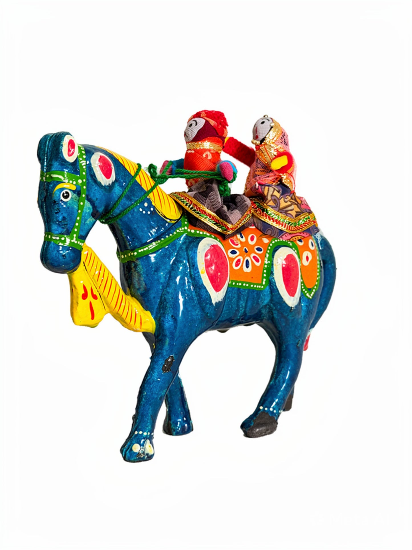 Handcrafted Terracotta Horse Figurine with Traditional Rajasthani Puppet