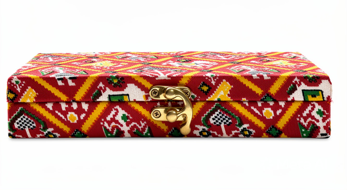 Traditional Indian Fabric-Wrapped Multi-Purpose Keepsake & Jewelry Box