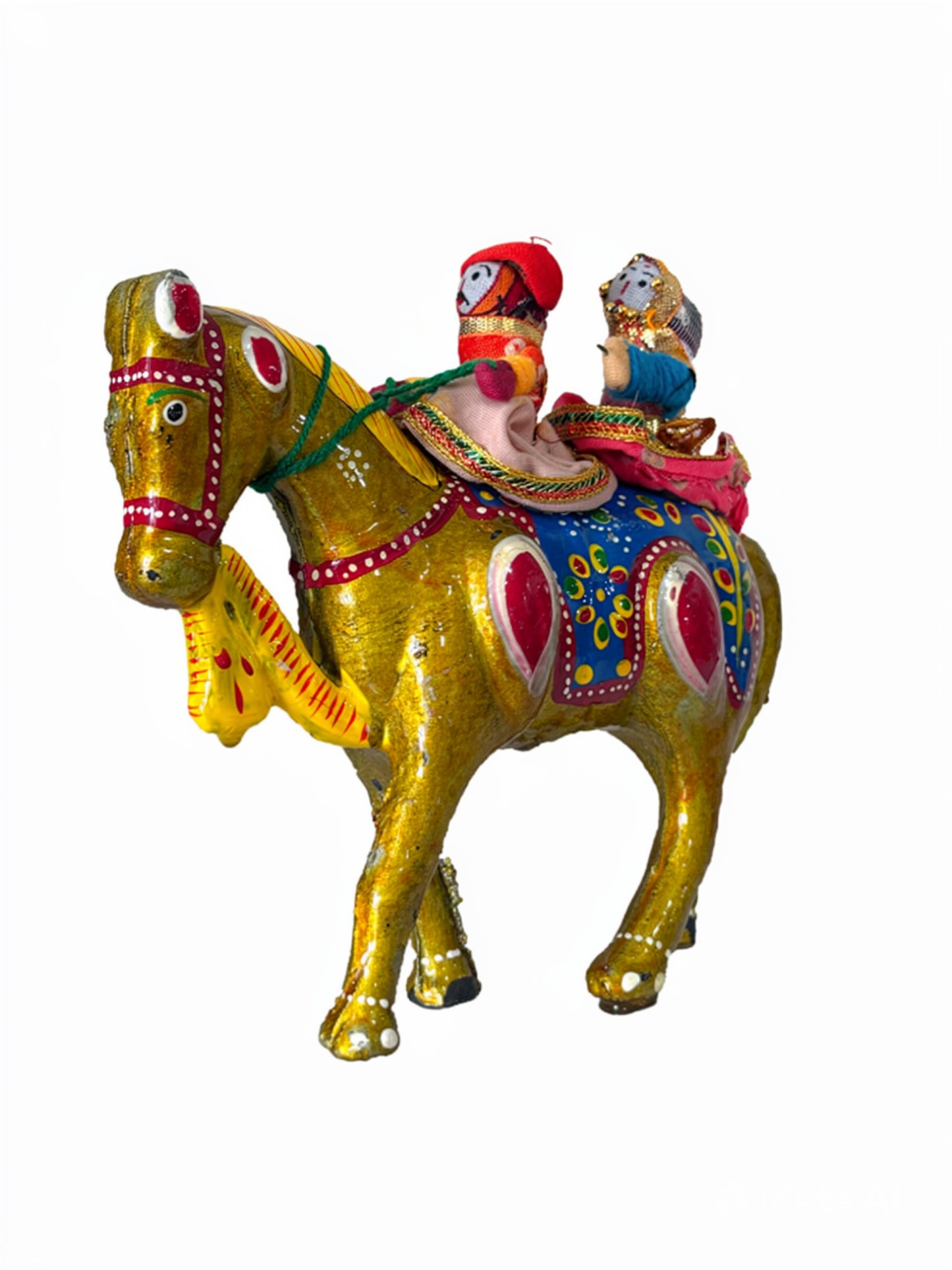 Handcrafted Terracotta Horse Figurine with Traditional Rajasthani Puppet