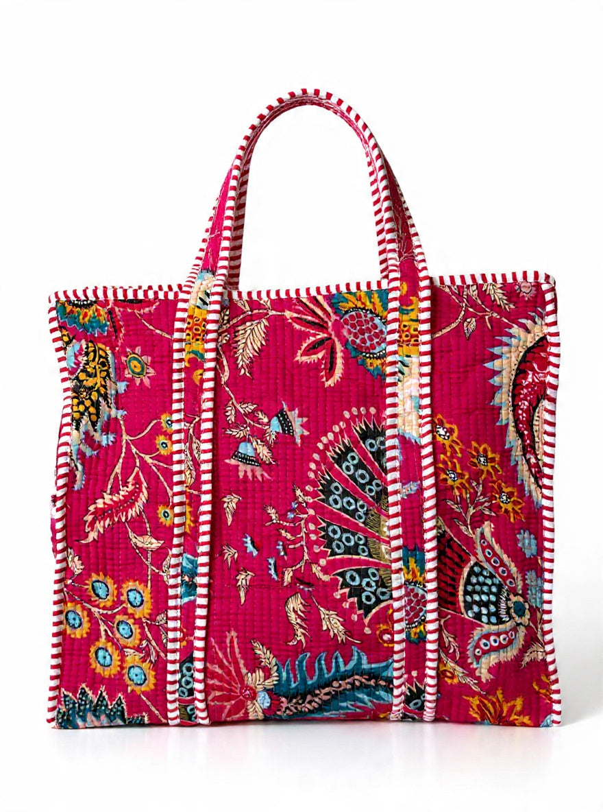 Handcrafted Cotton Quilted Tote Bag