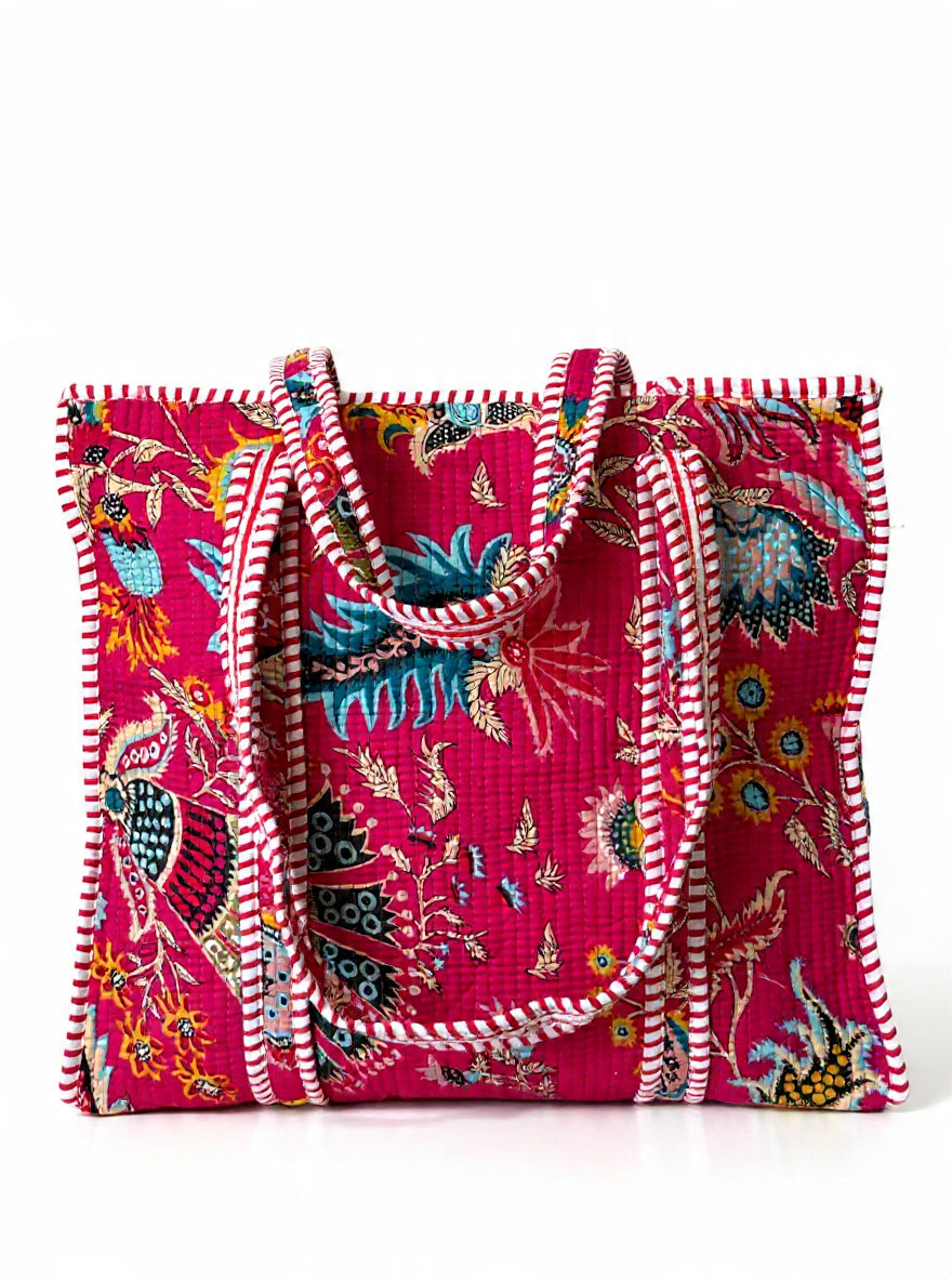 Handcrafted Cotton Quilted Tote Bag