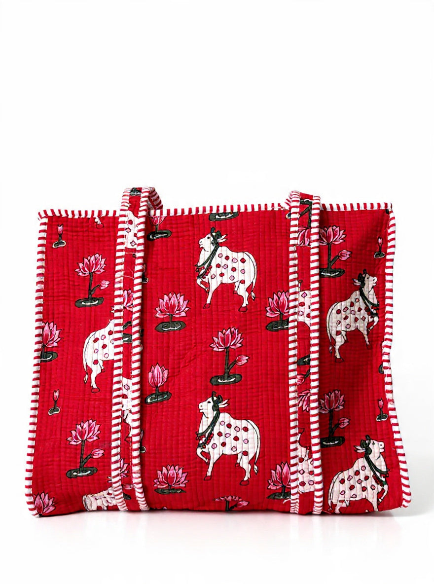 Handcrafted Cotton Quilted Tote Bag