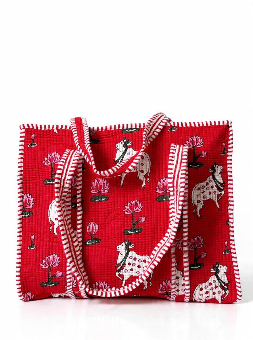 Handcrafted Cotton Quilted Tote Bag